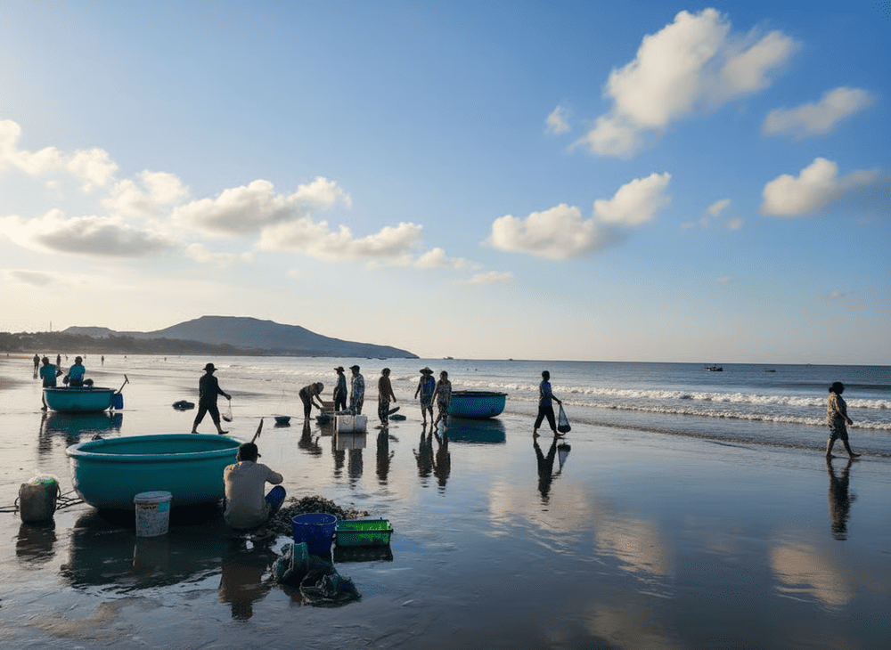 Cảm nhận cuộc sống người dân làng chài Hòn Rơm vào sáng sớm